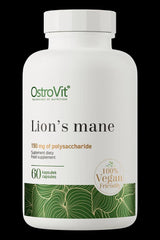 OstroVit Lion's Mane vegan capsules bottle with 150 mg polysaccharides, 60 vcaps for dietary supplement.