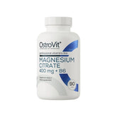 OstroVit Magnesium Citrate 400 mg + B6 supplement bottle with 90 tablets for muscle and bone support.