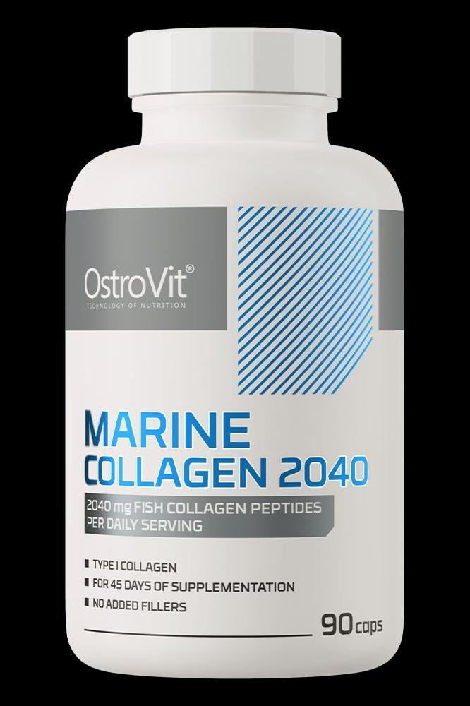 OstroVit Marine Collagen bottle, 2040 mg, 90 capsules for skin and joint health support.