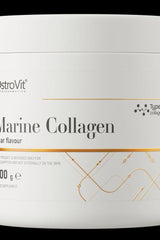 OstroVit Marine Collagen powder in a white container, 200 g, with sugar flavour, a high-quality dietary supplement.