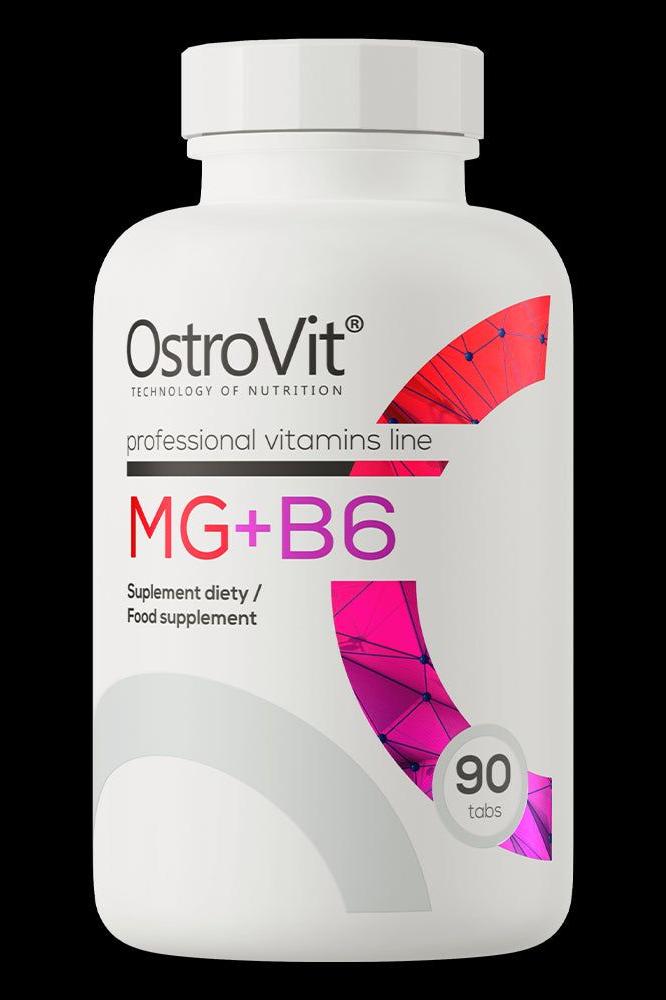 OstroVit Magnesium + B6 supplement bottle with 90 tablets for optimal health support.