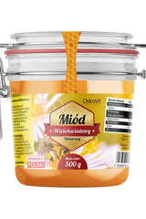 OstroVit Multiflower Honey in a 500g jar with an attractive design, showcasing natural, preservative-free sweetness.