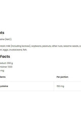 OstroVit NAC 200g product label showing ingredients and nutrition facts for N-acetyl-L-cysteine.