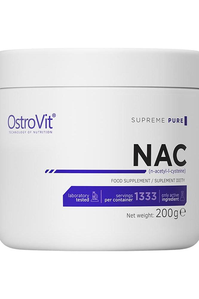 OstroVit NAC 200g food supplement container for enhanced antioxidant support and immune system stimulation.