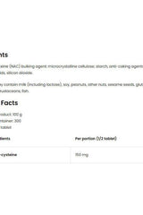 OstroVit NAC 300 mg supplement facts, ingredients, and nutrition information for 150 tablets.