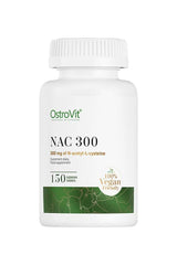 OstroVit NAC 300 mg supplement with 150 tablets, containing N-acetyl-L-cysteine, vegan-friendly.
