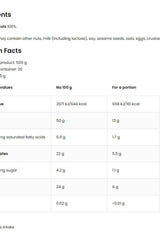 Nutritional information for OstroVit NutVit Peanut Powder - detailed values per 100g and per portion.