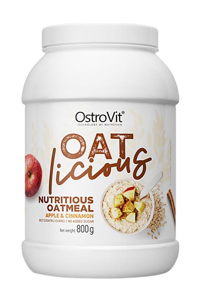 OstroVit OATlicious nutritious oatmeal with apple and cinnamon, 800g pack for healthy meals.