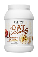 OstroVit OATlicious nutritious oatmeal with apple and cinnamon, 800g pack for healthy meals.