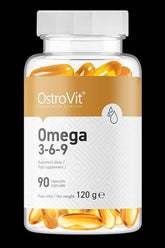 OstroVit Omega 3-6-9 supplement bottle with 90 capsules for healthy cholesterol levels.
