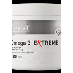 OstroVit Omega 3 Extreme supplement jar, 180 capsules, high in EPA and DHA for heart and brain health.