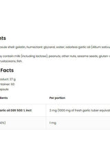 OstroVit Pharma Garlic supplement facts and ingredients list on product label with details on garlic oil.