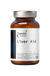 OstroVit Pharma Liver Aid supplement bottle with 90 capsules for liver support and detoxification.