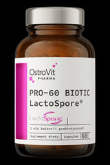 OstroVit Pharma PRO-60 BIOTIC LactoSpore 60 capsules for improved digestion and gut health.