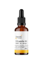 OstroVit Pharma Vitamin D3 4000 IU drops 30 ml bottle with dropper, dietary supplement for vitamin D deficiency.