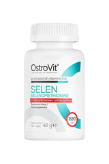 OstroVit Selenium 220 Tablets, essential mineral supplement for immune health and cell protection.