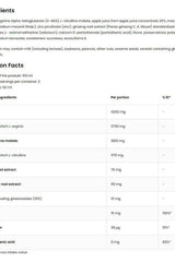 OstroVit Sex Pro Shot ingredients list with nutritional information for libido support, 100 ml.