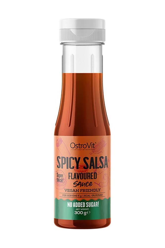 OstroVit Spicy Salsa Sauce 300g, vegan-friendly, low-calorie, no added sugar, perfect for various dishes and appetizers.