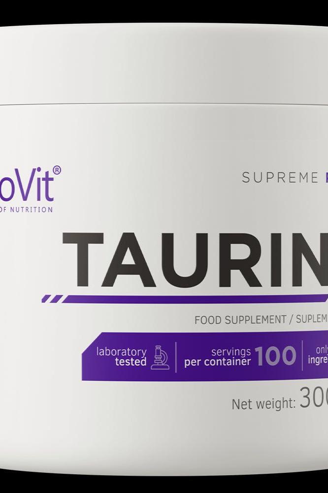 OstroVit Taurine Supreme Pure supplement container, 300 g, 100 servings, lab-tested, no fillers. OstroVit Taurine Supreme Pure supplement container, 300 g, 100 servings, lab-tested, no fillers.