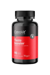 OstroVit Testo Booster supplement bottle with 90 capsules for enhancing testosterone levels.