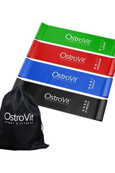 OstroVit training bands set with four bands and carrying bag for strength and flexibility workouts.