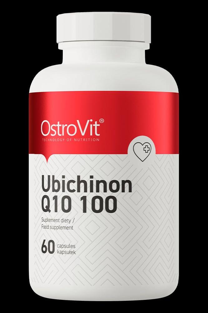 OstroVit Ubichinon Q10 100 mg dietary supplement bottle with 60 capsules.