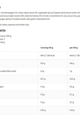 Nutrition facts for OstroVit VEGE Dish with Bulgur Grain and Sprouts, 280 g, including calories and ingredients.