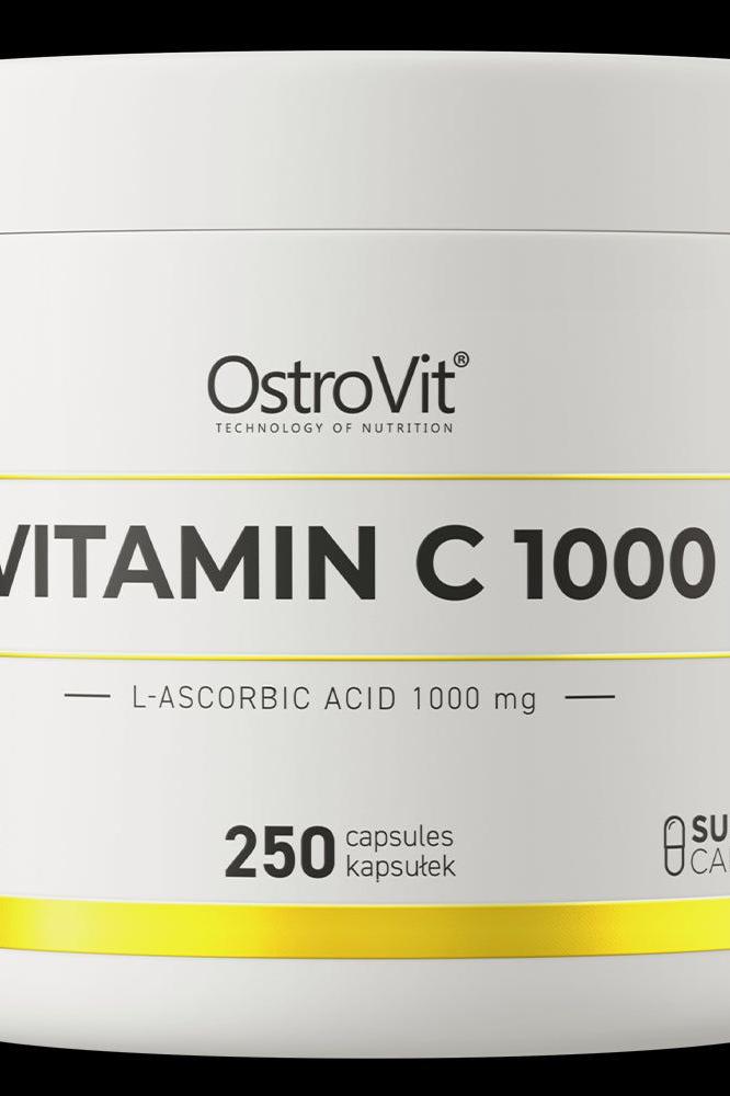 OstroVit Vitamin C 1000 mg supplement bottle with 250 capsules for immune support OstroVit Vitamin C 1000 mg supplement bottle with 250 capsules for immune support