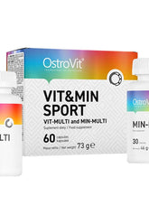OstroVit VIT&MIN Sport dietary supplement box with 60 capsules, ideal for active individuals and athletes.