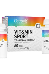 OstroVit VIT&MIN Sport dietary supplement box with 60 capsules, ideal for active individuals and athletes.