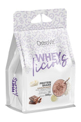 OstroVit WHEYlicious protein shake package in chocolate banana flavor, ideal for active lifestyles.