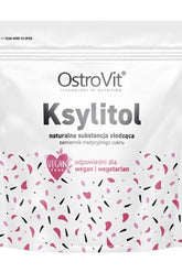 OstroVit Xylitol 1000g packaging, a natural sugar substitute suitable for vegans and vegetarians.