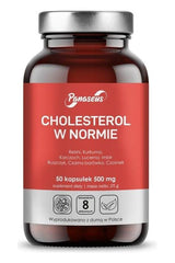 Panaseus Cholesterol Normal supplement bottle with 50 capsules for heart health and normal lipid levels.