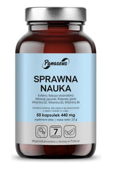 Panaseus Effektiv Inlärning 50 kapslar, kosttillskott med koffein och B-vitaminer för mental stöd.