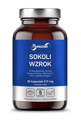 Panaseus Sokoli Wzrok supplement bottle containing 50 capsules for eye health support.