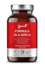 Panaseus Formula For Heart supplement bottle with 50 capsules, featuring key ingredients for heart health.