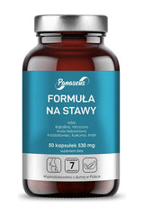 Panaseus Formula for Joints supplement bottle with 50 capsules, enriched with MSM, turmeric, and ginger.