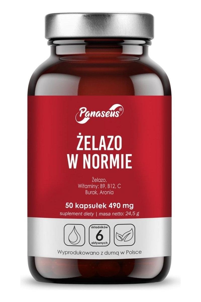 Panaseus Iron Supplement with 50 Capsules for Healthy Iron Levels and Immunity Support