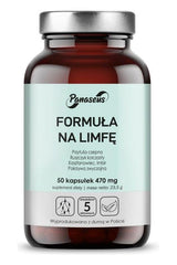 Panaseus Lymphatic Formula supplement bottle with 50 capsules, supporting venous circulation and lymphatic health.