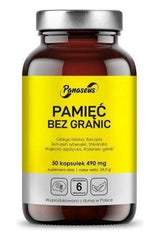 Panaseus Memory Without Borders supplement bottle with 50 capsules for cognitive support and mental health.