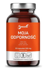 Panaseus My Resistance dietary supplement 50 capsules, featuring a blend of natural ingredients for immune support.