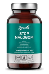 Panaseus Stop Nałogom 50 Caps bottle, a dietary supplement to support addiction recovery with herbal ingredients.
