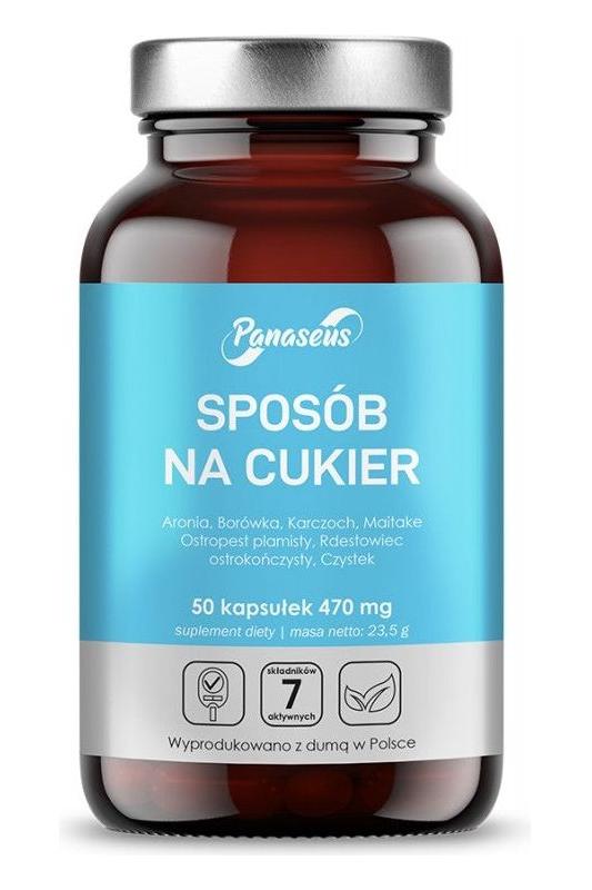 Panaseus Sätt att reglera blodsockret supplement, 50 kapslar för normal glukosnivåer, 470 mg per kapsel.