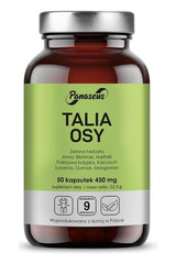 Panaseus Wasp Waist supplement bottle containing 50 capsules, designed for weight loss and digestive health.