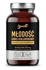 Panaseus Youth Hyaluronic Acid dietary supplement - 50 capsules, enhanced skin and joint health.