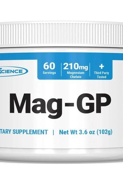 PEScience Mag-GP magnesium supplement for better sleep and muscle health, 60 servings, 210mg magnesium chelate.