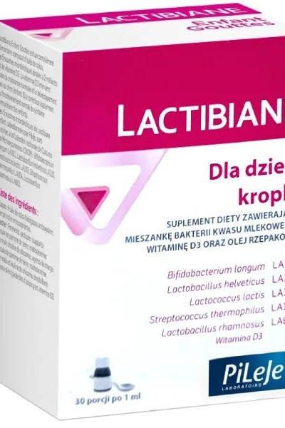 Lactibiane for Kids probiotic supplement box by PiLeJe, promoting gut health with vitamin D for children under 5.