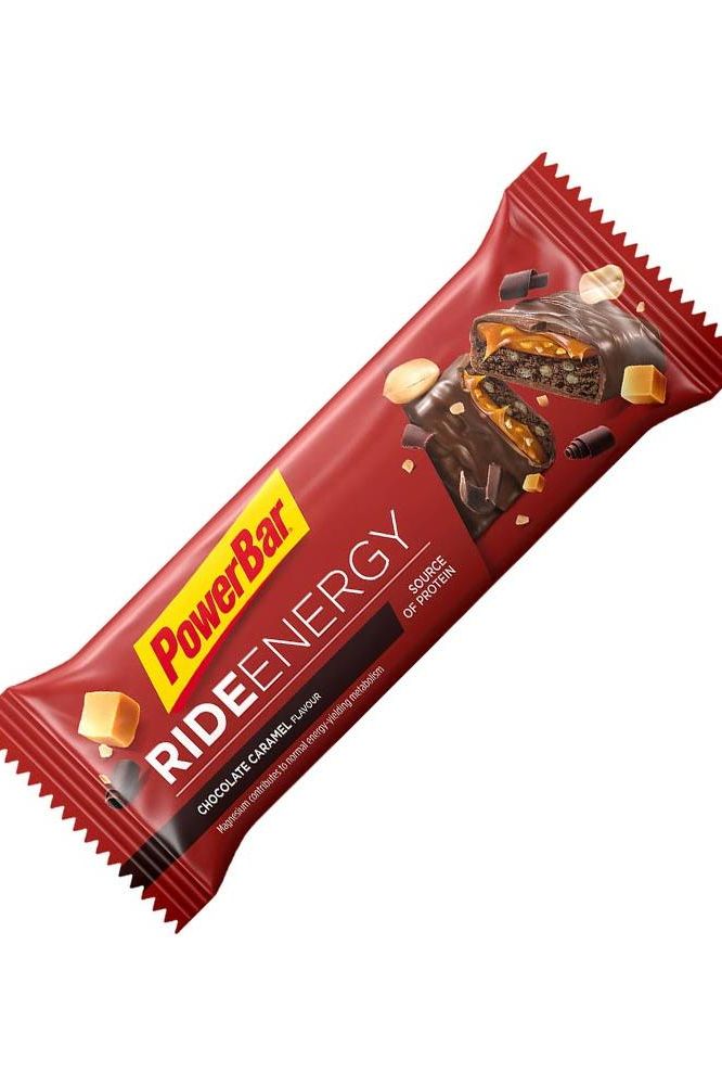 PowerBar Ride Energy Chocolate Caramel energy bar packed with 10g protein for muscle recovery and energy.