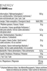 Nutrition facts for Powerbar Ride Energy Chocolate Caramel energy bar, detailing macronutrients and vitamins.