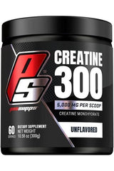 Pro Supps Creatine 300 supplement container with 5000 mg per scoop and 60 servings, unflavored creatine monohydrate.